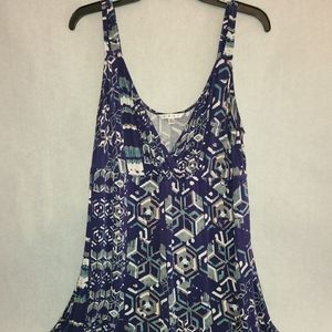 Cabi Blue and Grey V Neck Tunic Swimsuit Cover Up